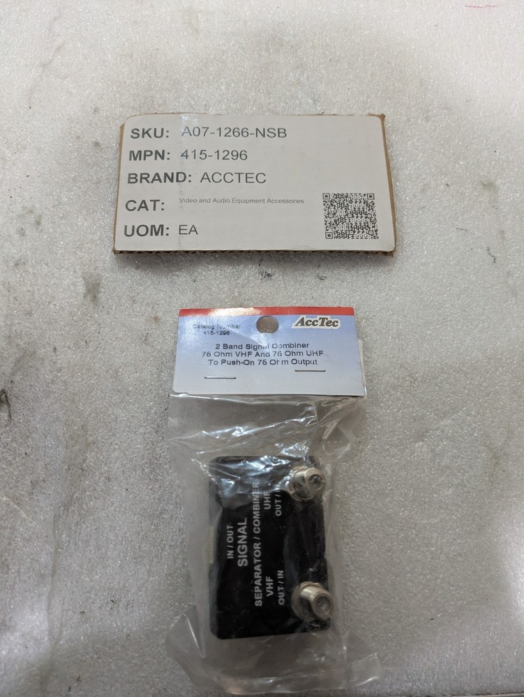AccTec 415-1296 2-Band Signal Combiner VHF/UHF 75/76 Ohm Push-On