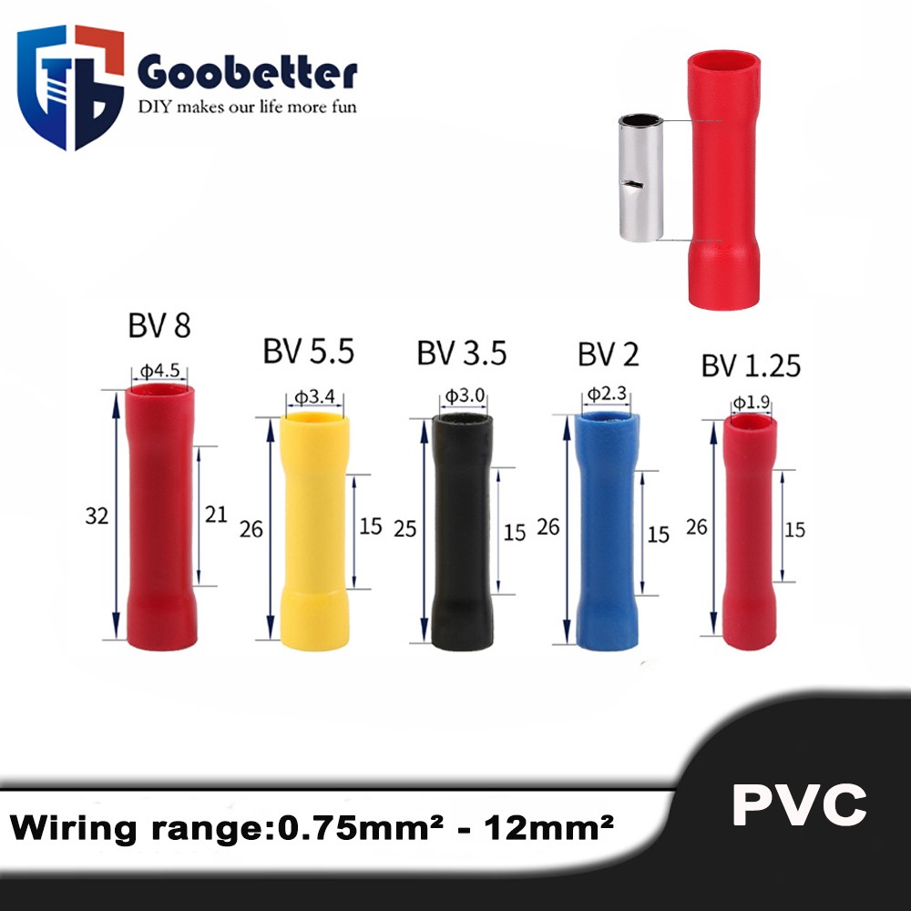 Insulated Straight Butt Connectors Electrical Crimp On Terminals Wire Cable