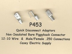 25 Bare Non Insulated PIGGYBACK Terminal Connectors #12-10 Gauge Wire AWG .250