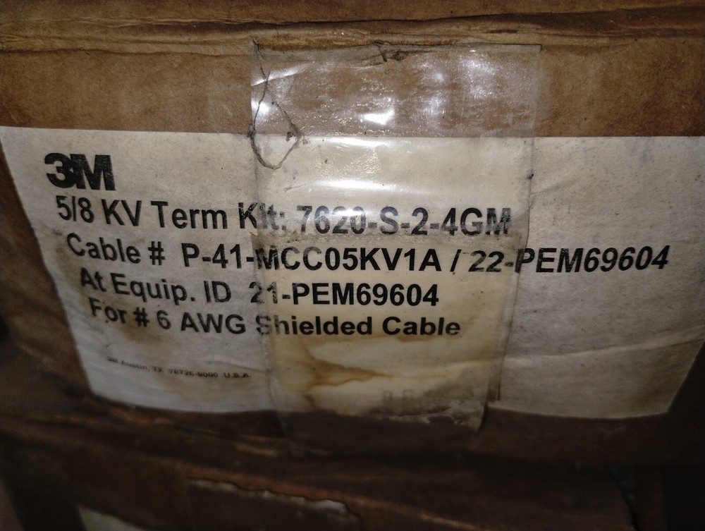 3M 7620-S-2-4GM 3M Cold Shrink 5/8 KV Termination Kit 6AWG Shielded Cable 90 DAY