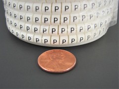 (1000x) Wieland Size 5, Letter P Slip On Wire Marker, .160″ to .215″ OD, Z Type