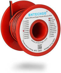 22 Gauge 2 Conductor Silicone Wire Spool Red Black 25Ft for LED Strip Extension