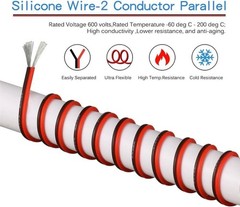 BNTECHGO 22 Gauge Flexible 2 Conductor Parallel Silicone Wire Spool Red Black Hi