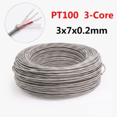 PT100 3Core Glass Fiber Shielded Cable Compensation Wire Silver Plated 3*7*0.2mm