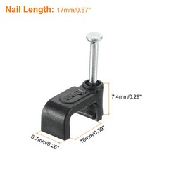 100Pcs Cable Clips with Steel Nail 10mm/0.39″ Plastic Cable Wire Clips Black