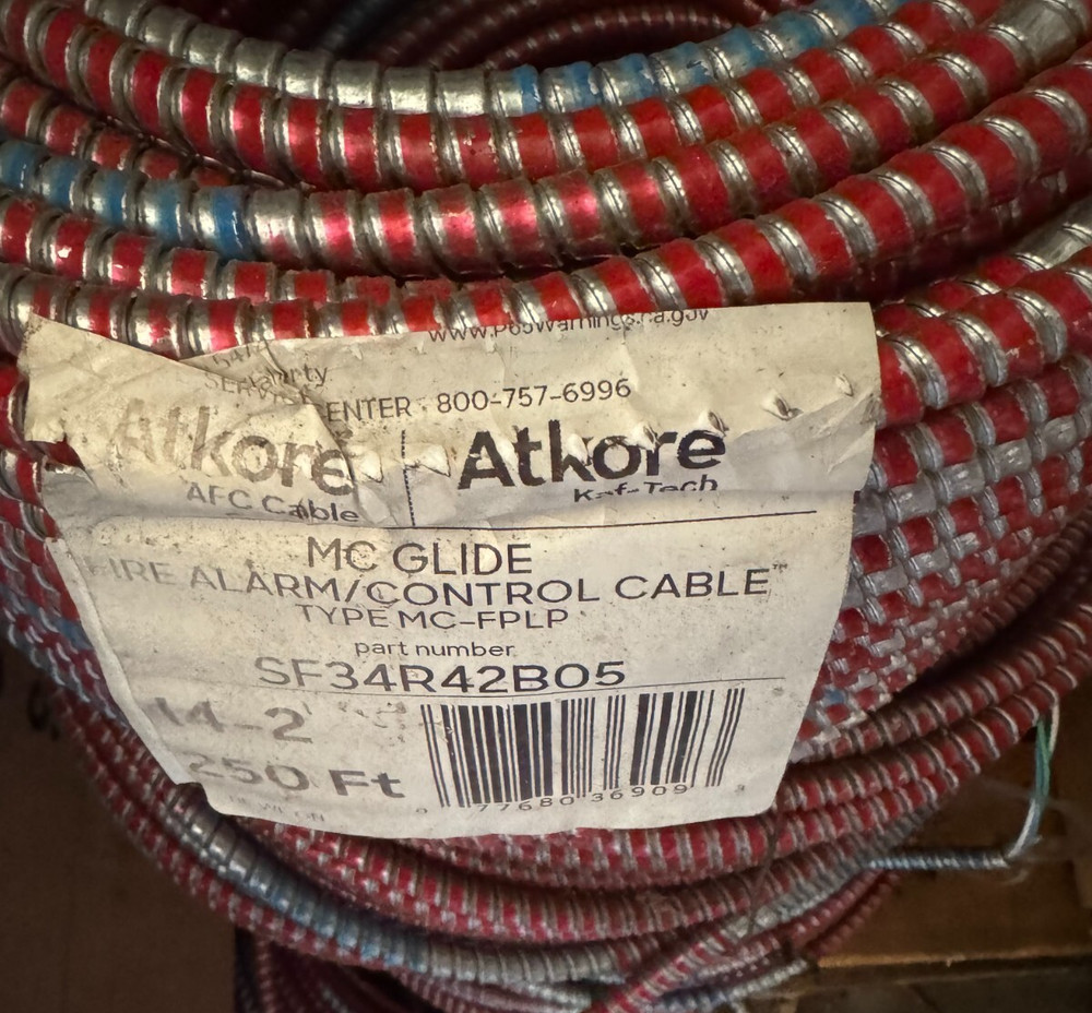 MC Glide Fire Alarm control cable,TYPE MC-FPLP, 14-2, 250 ft, PART No SF34R42B05