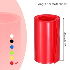 Battery Wrap 3 1/8″ 80mm Flat 10ft PVC Heat Shrink Tube Wraps Red