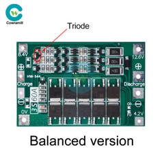 3S 13.6V 60A 18650 Li-ion Battery Charge PCB Protection Enhanced/Balanced Board