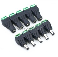 5Pairs Male Female 2.1×5.5mm DC Power Plug Jack Adapter Connector for CCTV