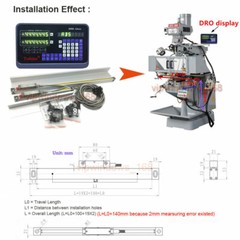3/2Axis Digital Readout DRO Display Linear Scale 100~1000MM for Mill Lathe CNC