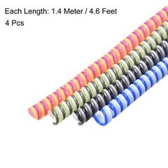 Spiral Cable Protector for USB Cord Sleeve 4.6 Feet Each, Red, Gray, Black, Blue