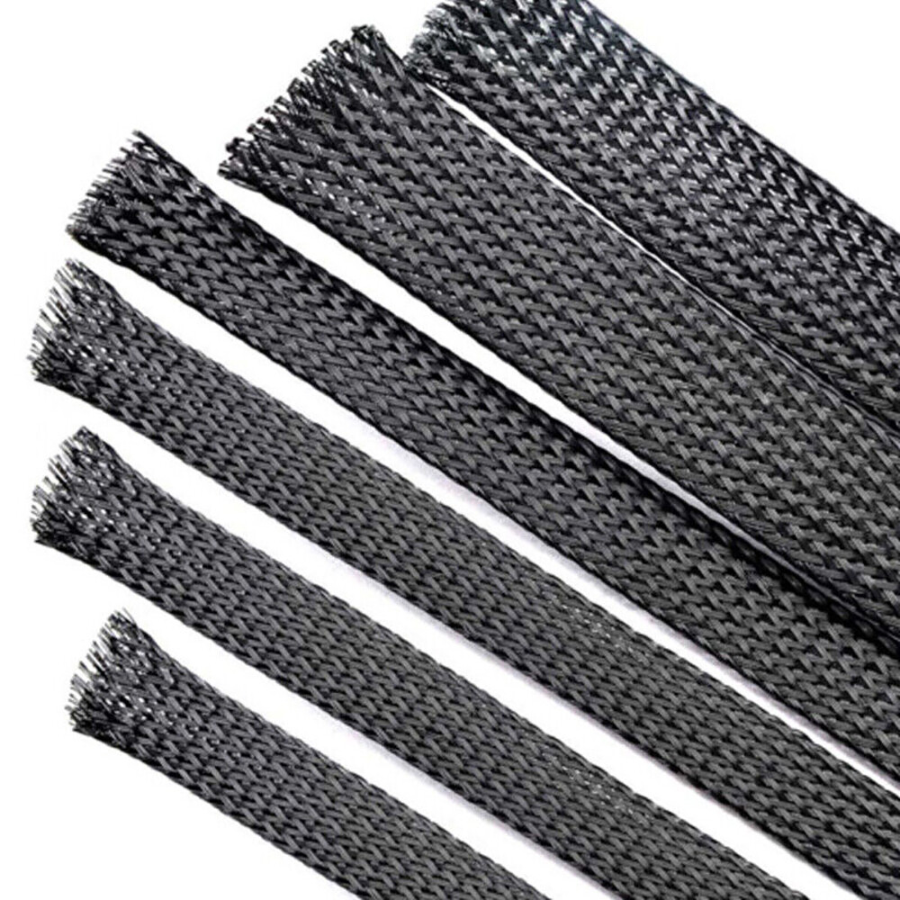 Black PET Expandable Braided Wire Cable Sleeve Sheathing Tube Protection 4~16mm