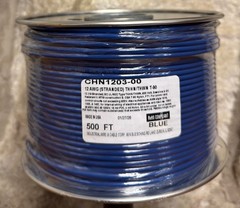 500 FT THHN/THWN WIRE. 12AWG STR BC 600 VOLT. MADE IN USA. 5 COLORS AVAILABLE