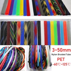 PET Nylon Braided Tube 3mm Bis 50mm Width Car Audio Cable Wire Sleeving Sheath