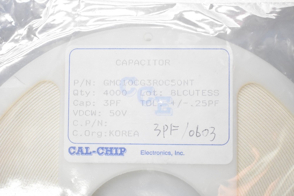 CHP GMC10CG3R0C50NT CAPACITOR FRL@4000#31 QTY:4000 PIECES PER LOT CAL-CHIP