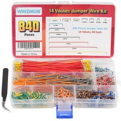 840 Pin Breadboard Jumper Wires Kit 14 Vaules 2-125mm, Single Strand, Assorted