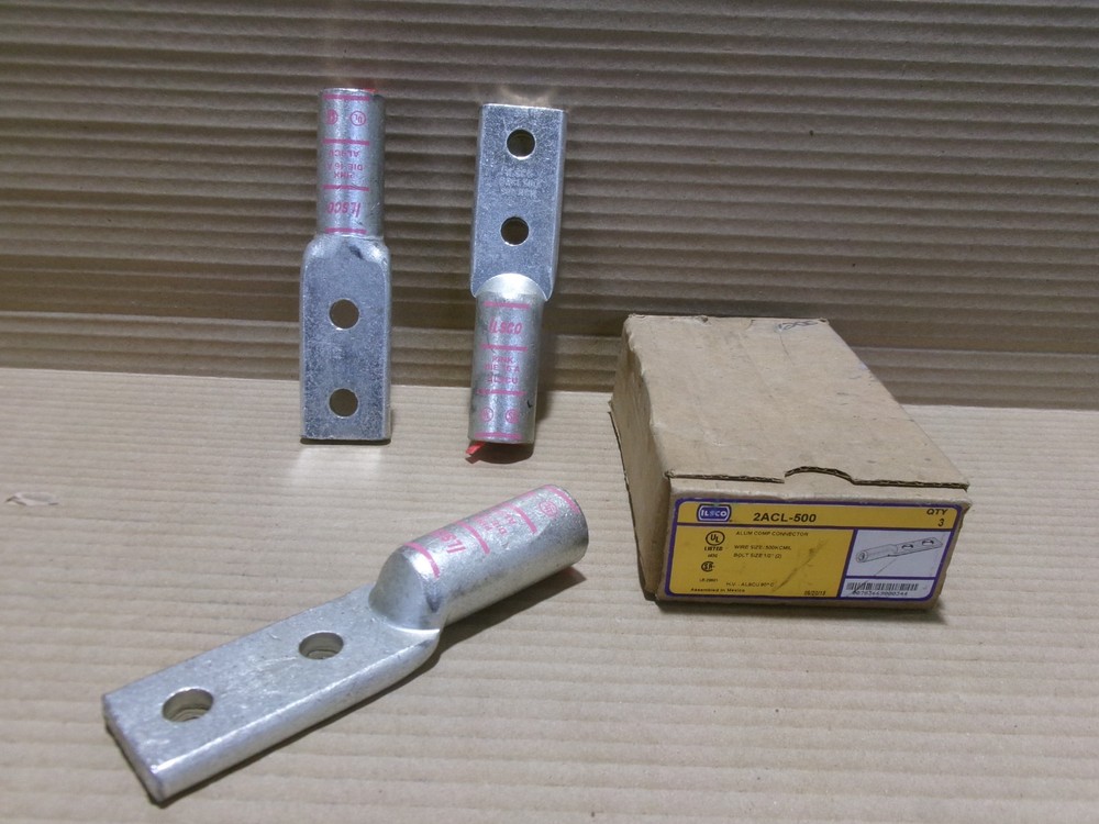 Ilsco 2ACL-500 Box of 3 Compression Lug Connector 500KCMIL BoltSize-1/2″(2) AK