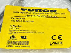Turck PKG 4M-0.5-RS 4.4T/S90 Double Ended Cordset M8 Female M12 Male U-51064