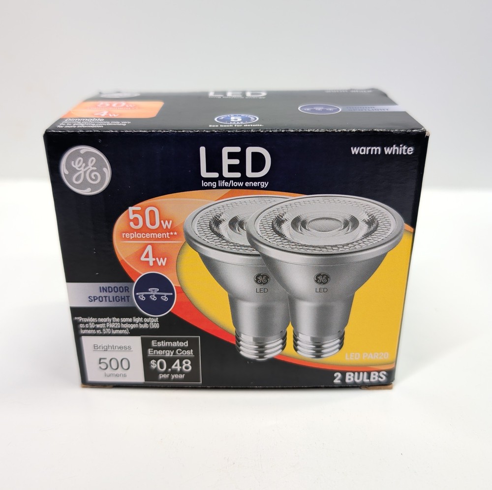 LED R20 Directional Flood Bulbs 7W Warm White 500 Lumens Clear 2‑Pack New