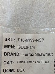 MERSEN Ferraz Shawmut GDL6-1/4 6.25A 250V AC 200A 125V AC 10KA (PACK OF 5)