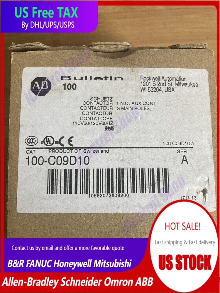ALLEN-BRADLEY 100-C09D10 IEC CONTACTOR 9 AMP 120VAC NEW IN BOX