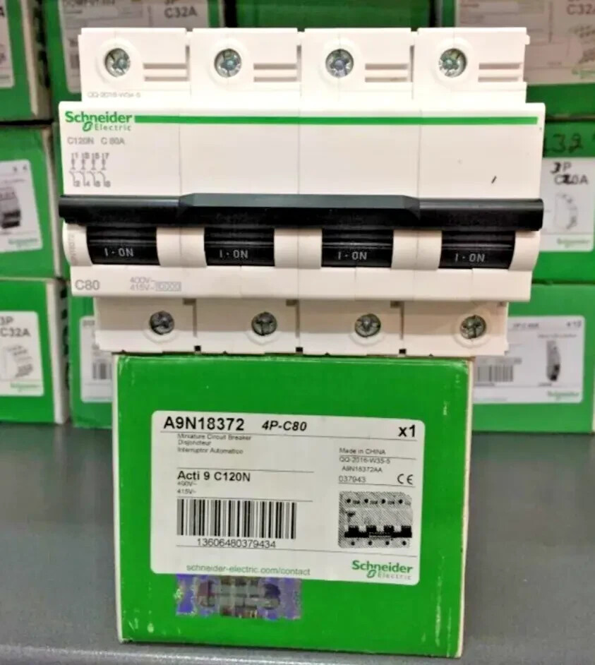 1PC A9N18372 SCHNEIDER CIRCUIT BREAKER Acti9 C120N MCB 4P C 80A 10000A 415V NEW
