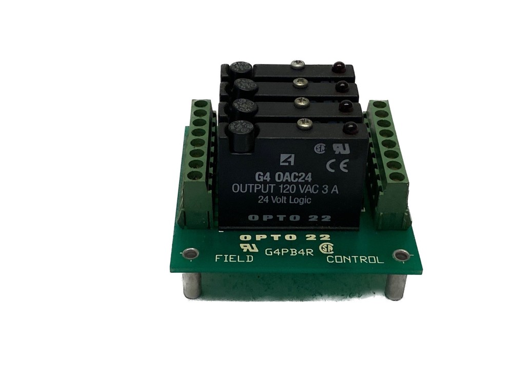 USED OPTO 22 4 Channel Field Control Board G4PB4R w/ 4 G4 0AC24 Relays