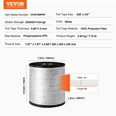 VEVOR Polyester Pulling Tape Mule Tape 3/4″ x 528′ 2500 lbf Tensile Capacity