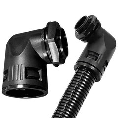 Nylon Corrugated Conduit 90° Elbow Connector Fitting For Corrugated Cable Tubing