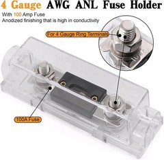 4 Gauge Wire Copper Clad Aluminum CCA 50FT Black/Red with 4ga W/ fuse block