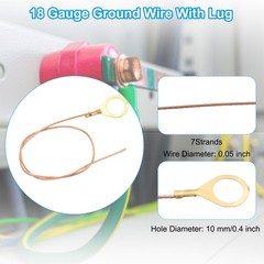 10 Inch Bare Copper Wire-Copper Grounding Lugs, 30 Pcs Copper Cables with Lug
