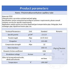 PTFE Tube Tubing Pipe ID 0.8-11 mm OD 1.6-14 mm High Temp Resistance Transparent