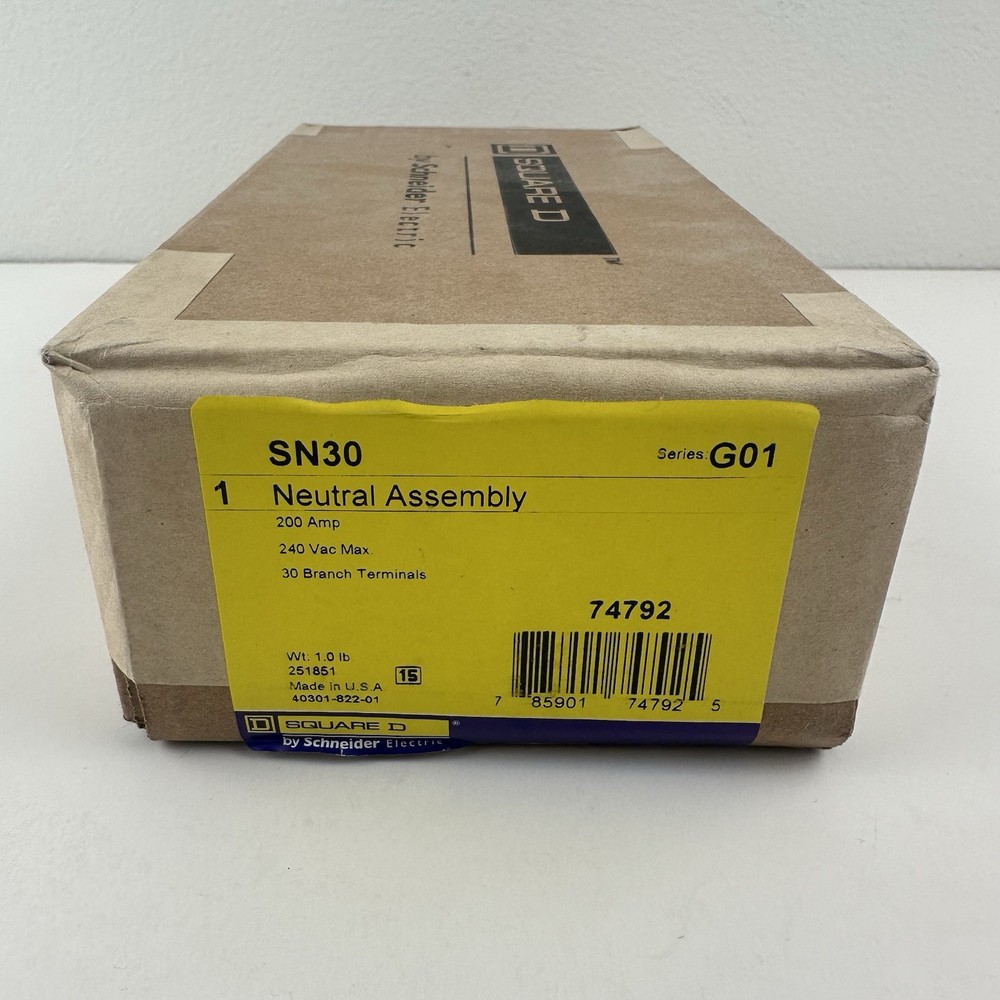 Square D SN30 Neutral Assembly 200 Amp 250 VAC Max 30 Branch Terminals USA Made