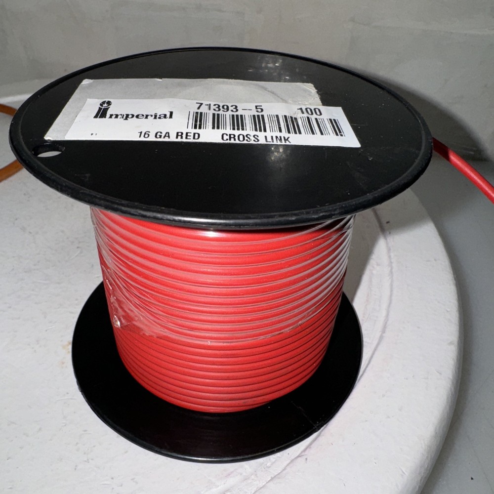 Imperial 71393–5 100′ Spool Cross Link Primary Wire 16 Ga, Red