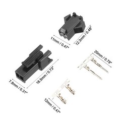 100 Pair 2.54mm 2 Pin Male Female -SM Housing Crimp Terminal Connector Universal
