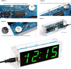 DIY 4-Digit Digital Green LED Electronic Alarm Clock Kit Soldering Practice