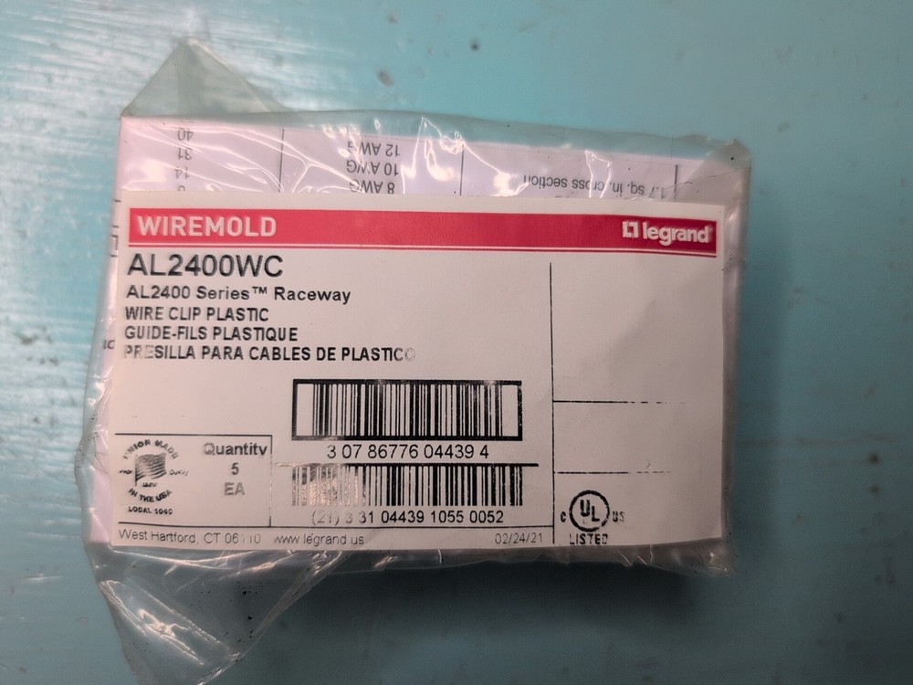 1 Pack – Wiremold AL2400WC Wire Clip Plastic – 5pcs per Package – NEW Sealed!