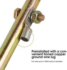 Portable Ground Rod Grounding Pin with Ground Wire Lug Great for Electric