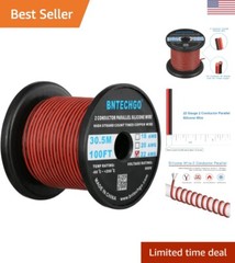 22 Gauge Flexible 2 Conductor Parallel Silicone Wire Spool Red Black High Res…