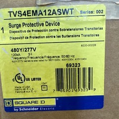 SQUARE D TVS4EMA12ASWT SURGE PROTECTIVE DEVICE SERIES 002 480Y/277V TYPE 3R