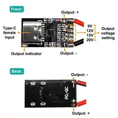 5XUSB-C PD QC Decoy Board Trigger 9V/12V/15V/20V Adjustable Voltage Power Module