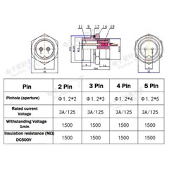 GX12 Aviation Plug Cable Connector 2 3 4 5 6 8 Pin Metal Male Female Panel 12mm