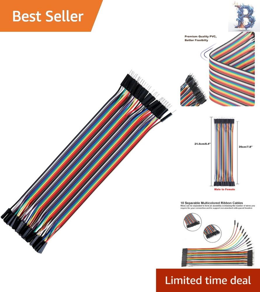 40 PCS 20 CM Multicolored Jumper Wires – Solderless for Breadboard Use