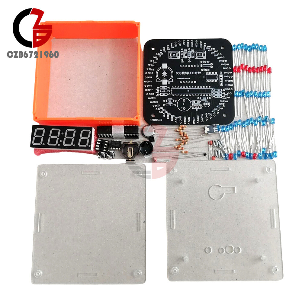 DIY DS1302 DC5V Rotating LED Electronic Digital Clock Learning Board With Shell