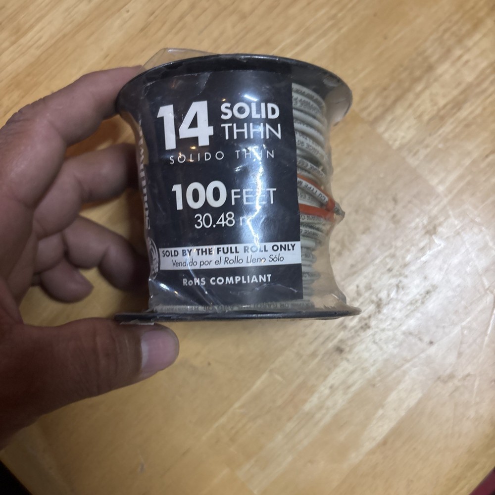 100-foot roll of Southwire 14-gauge solid THHN copper building wire