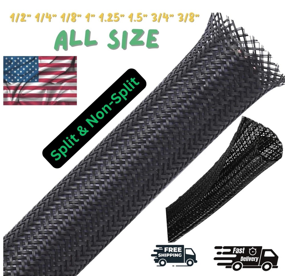 50FT Cord Protector Wire Loom Cable Sleeve Split Tubing Self Wrap Management LOT