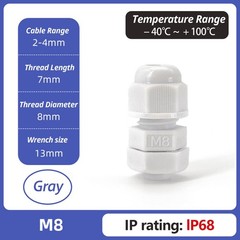 IP68 Waterproof Cable Gland Nylon Compression Stuffing M8 to M72 White/Black