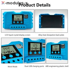 10A/20A/30A 12V/24V PWM Photovoltaic Solar Battery Charge Controller LCD Display