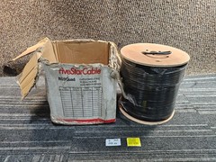 FiveStarCable RG6/Quad CATV/CM/CL2 1000FT 75 Ohm 18 AWG Cable Wood Spool Black