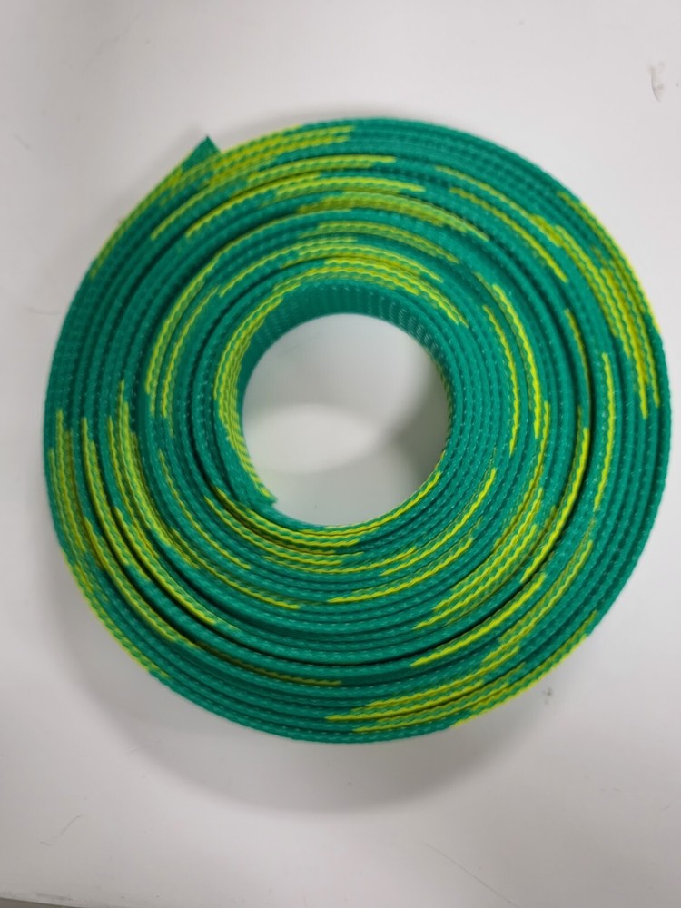 10 FT 3/4″ GREEN WITH YELLOW STRIPE PET EXPANDO SLEEVING BRAID
